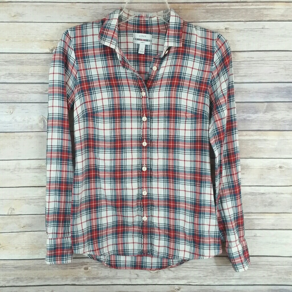 J. Crew Perfect Flannel Button Down Sz 0
